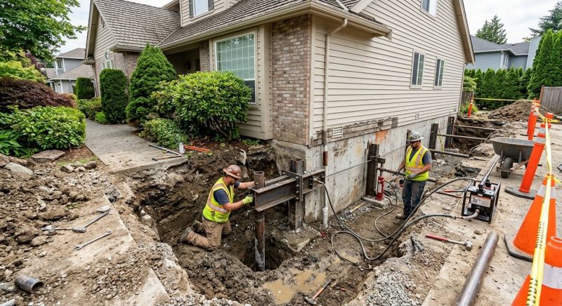 Our team working on Foundation Repair projects in Guilford, CT