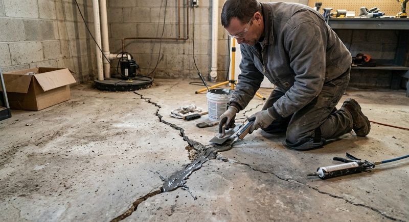 Cracked Basement Floor Repair in Guilford, CT