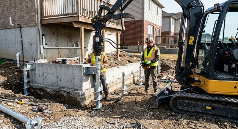 Helical Piers Installation in Guilford, CT
